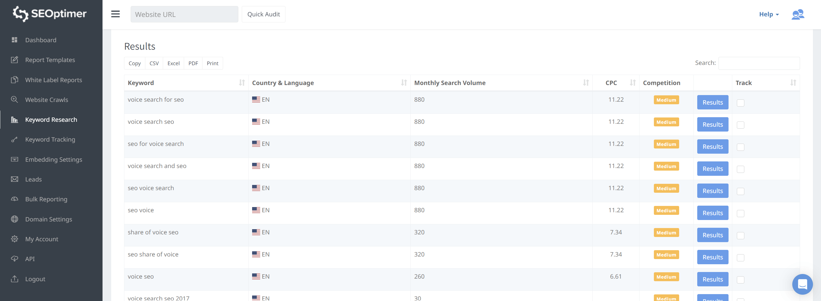 recherche de mots-clés